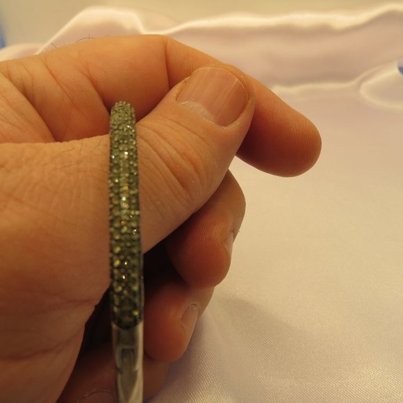 Sterling Silver Bangle Bracelet with Black cz - Picture 2 of 4